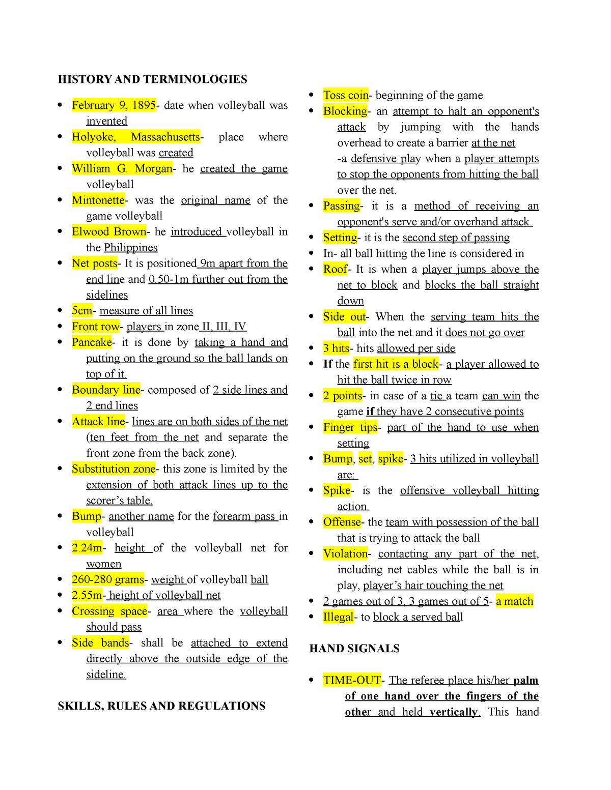 Volleyball- Reviewer - HISTORY AND TERMINOLOGIES February 9, 1895- date ...