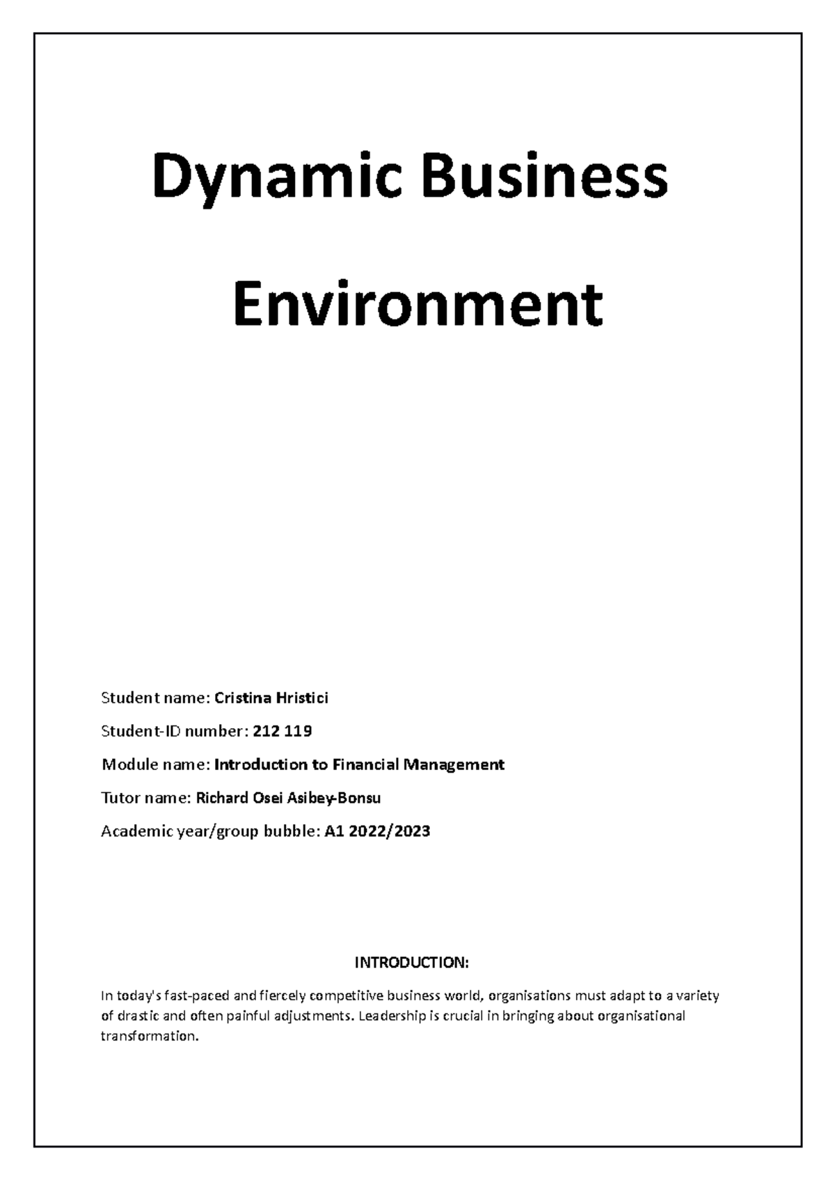 essay of business environment grade 11