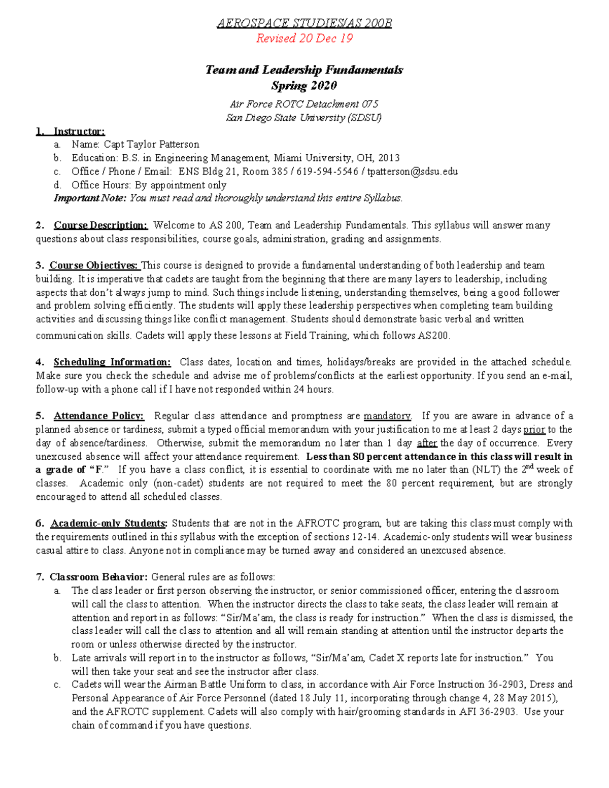 Document-7 - Syll - AEROSPACE STUDIES/AS 200B Revised 20 Dec 19 Team ...