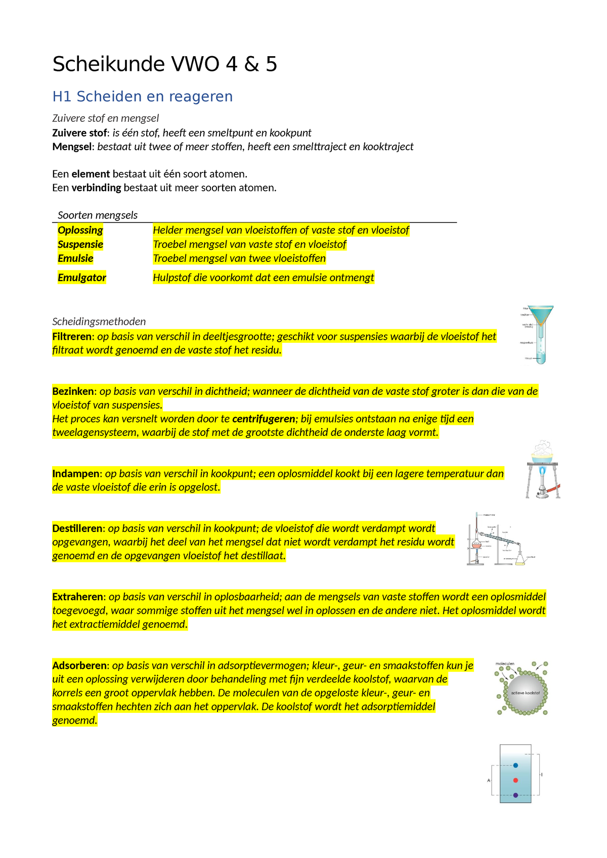 Alle stof VWO 4 & 5 scheikunde - Scheikunde VWO 4 & 5 H1 Scheiden en ...