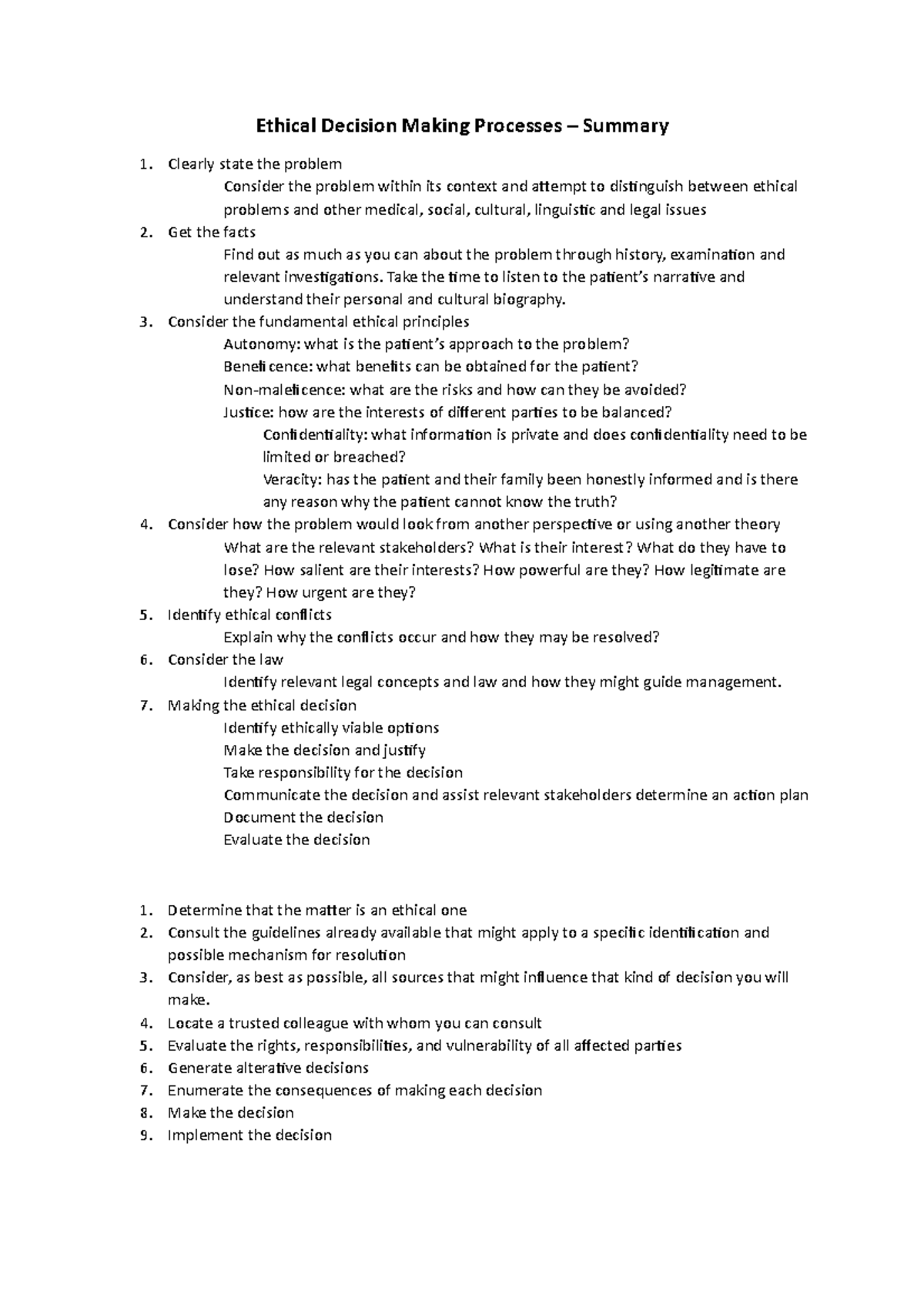 Ethical Decision Making Processes - Take the time to listen to the ...