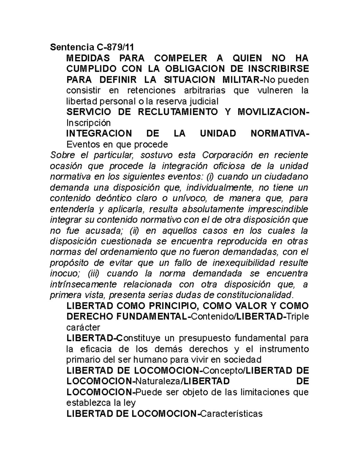Resumen de la Sentencia C8792011 Hermenéutica y Argumentación