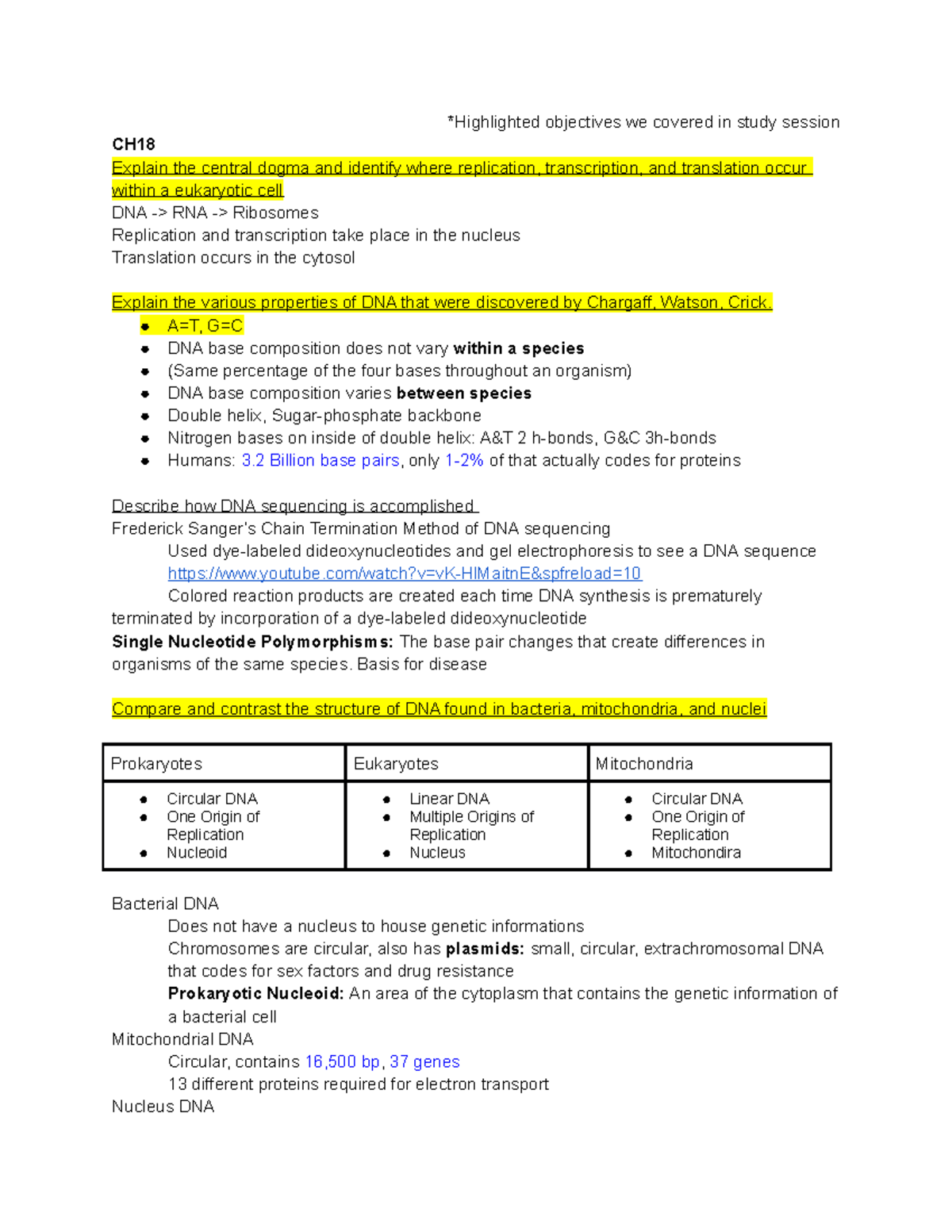 Cell Biology Exam 3 - Exam 3 Notes - *Highlighted objectives we covered ...