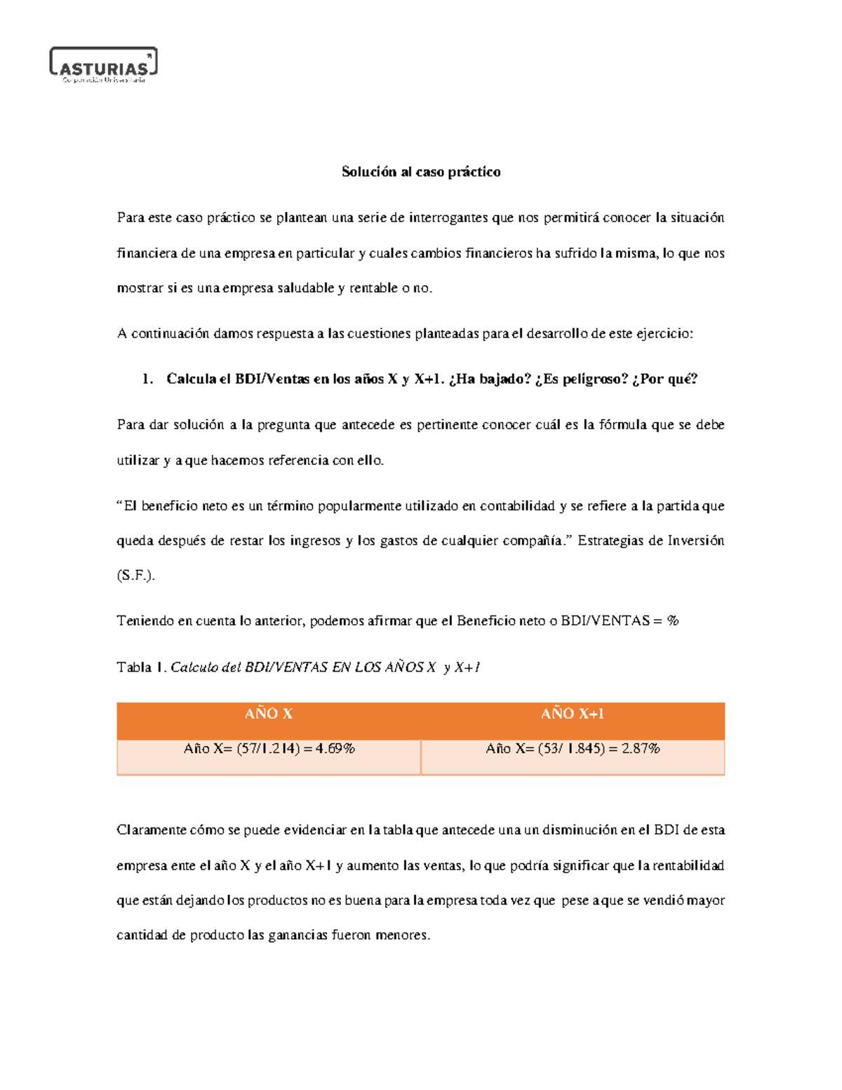 Caso Practico Finanzas 2022 - Solución al caso práctico Para este ...