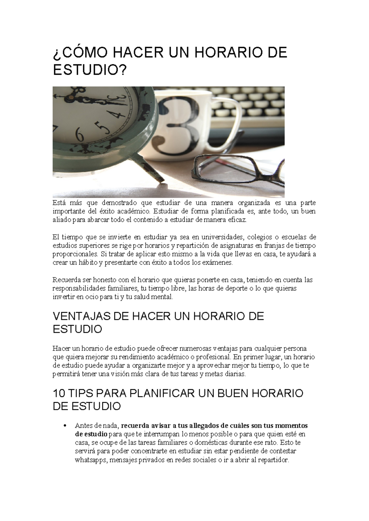 CÓMO Hacer UN Horario DE Estudio ¿CÓMO HACER UN HORARIO DE ESTUDIO? Está más que demostrado