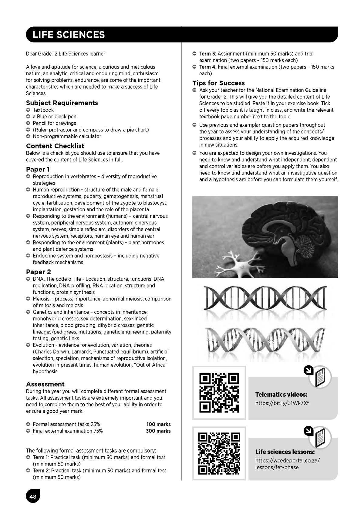 Life-Sciences - Subject Requirements À Textbook À a Blue or black pen À ...