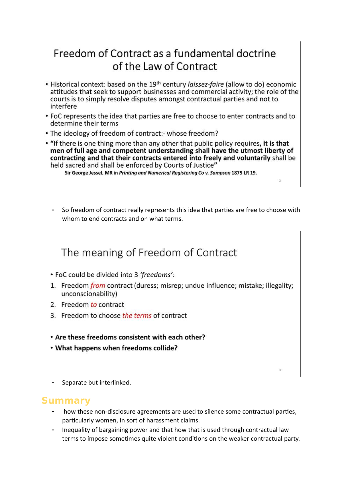 essays about freedom of contract