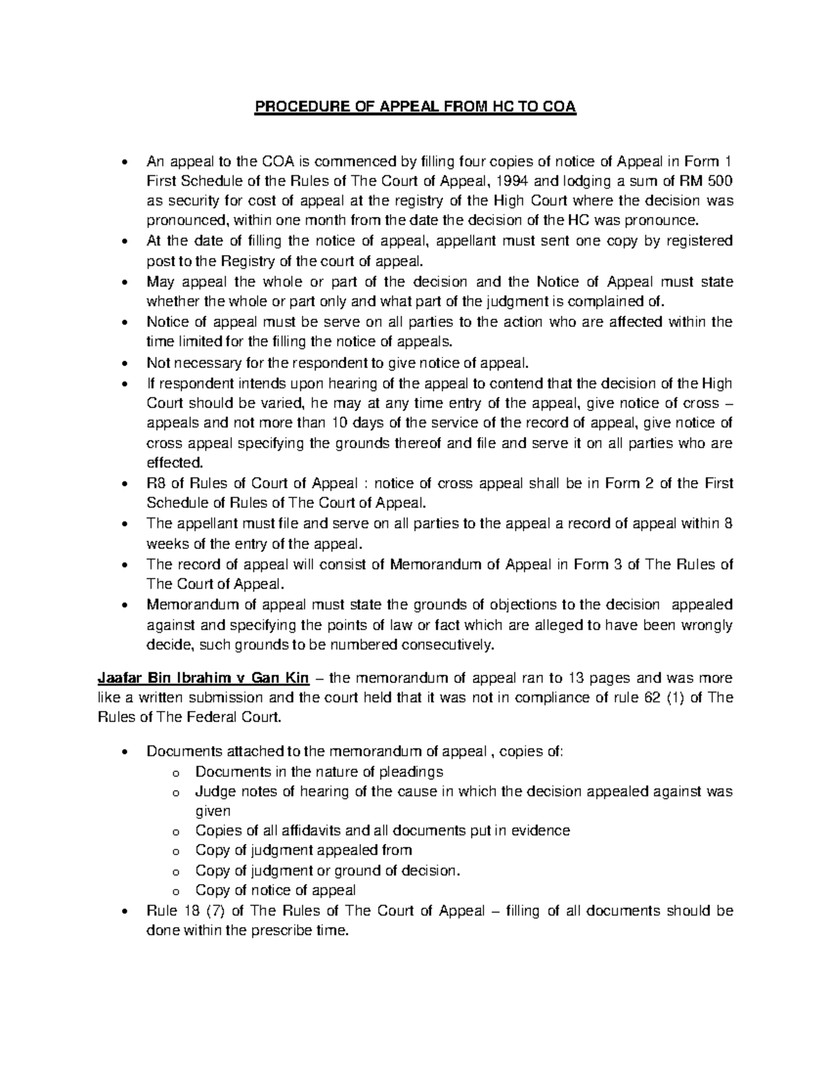 Procedure Of Appeal From High Court To Coa Criminal Law Mmu Studocu