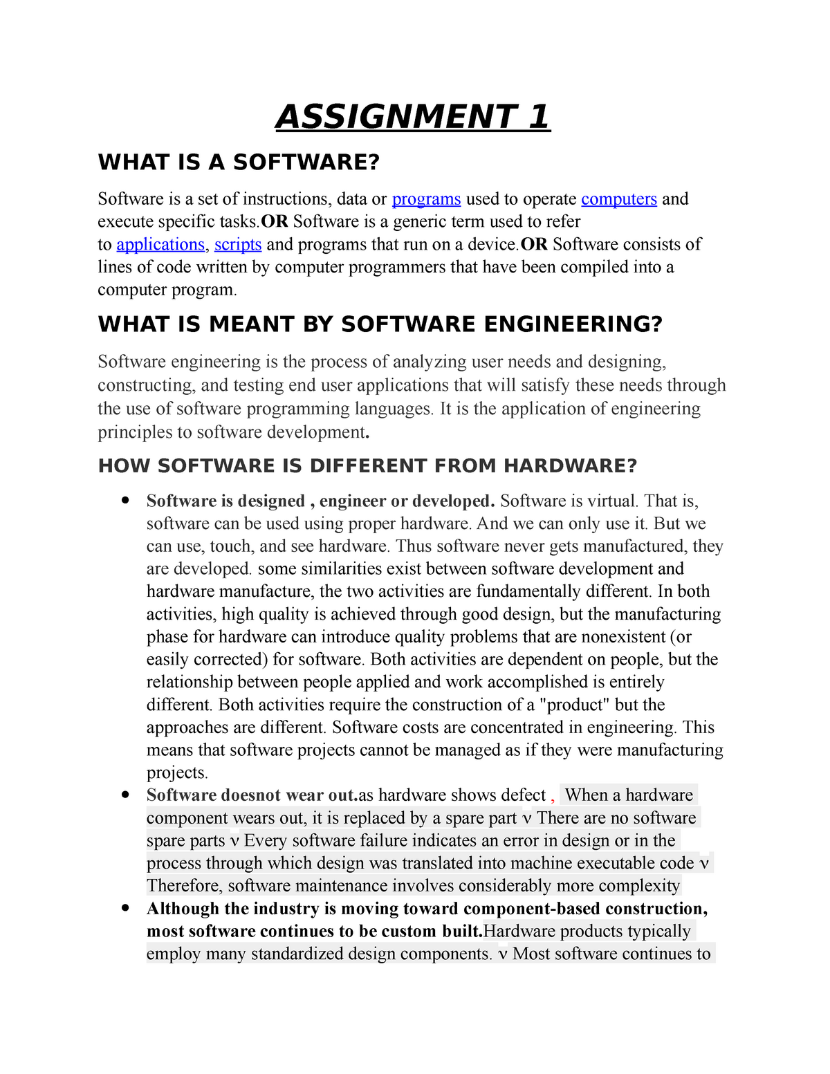 software engineering assignment 1