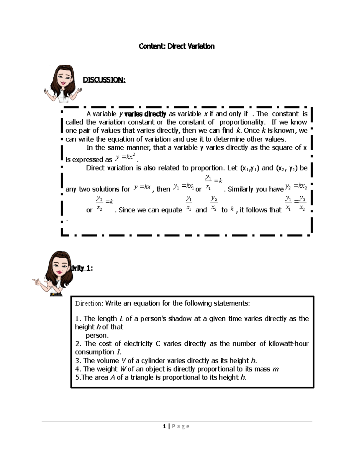 Math 9 Quarter 2 - Mathematics 9 Pept Materials - Content: Direct ...