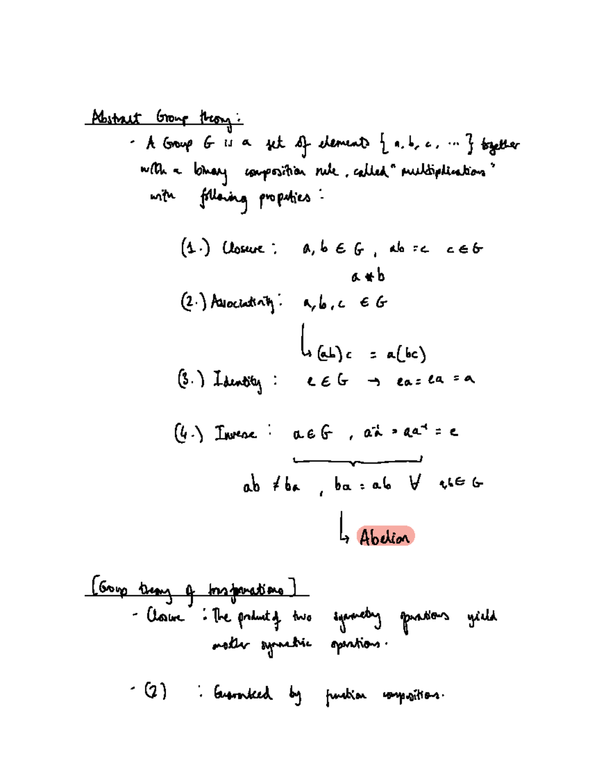 Chapter 1 Cheat Sheet - Abstract Group Theory A Group G Is A Set Of ...