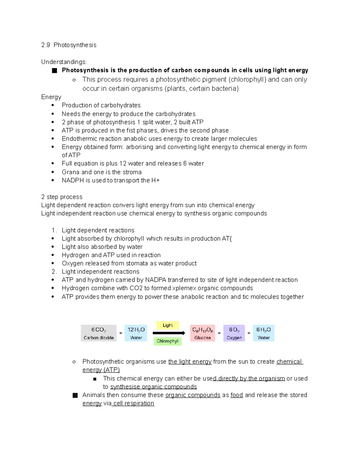 2.9 Photosynthesis - Ib Course - 2 Photosynthesis Understandings ...