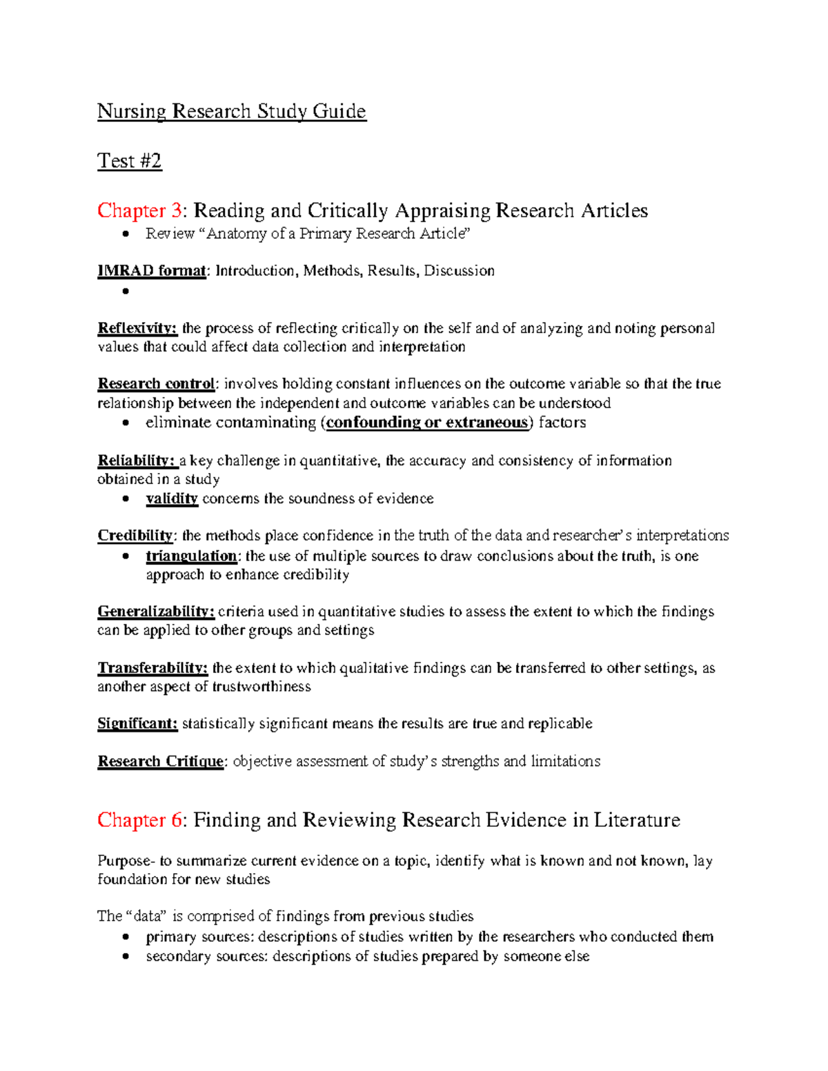 Essentials Of Nursing Research Study Guides test 2 And 3 Nursing 