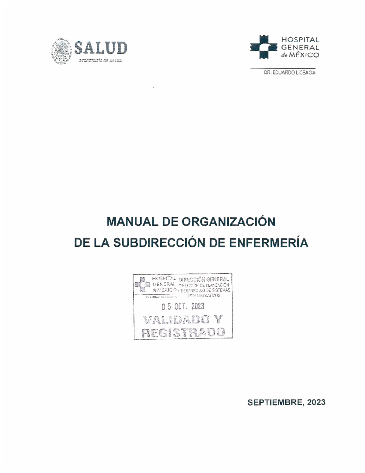 Man Org Subdir Enfermeria 2023 - ####### SUBDIRECCIÓN DE ENFERMERÍA ...