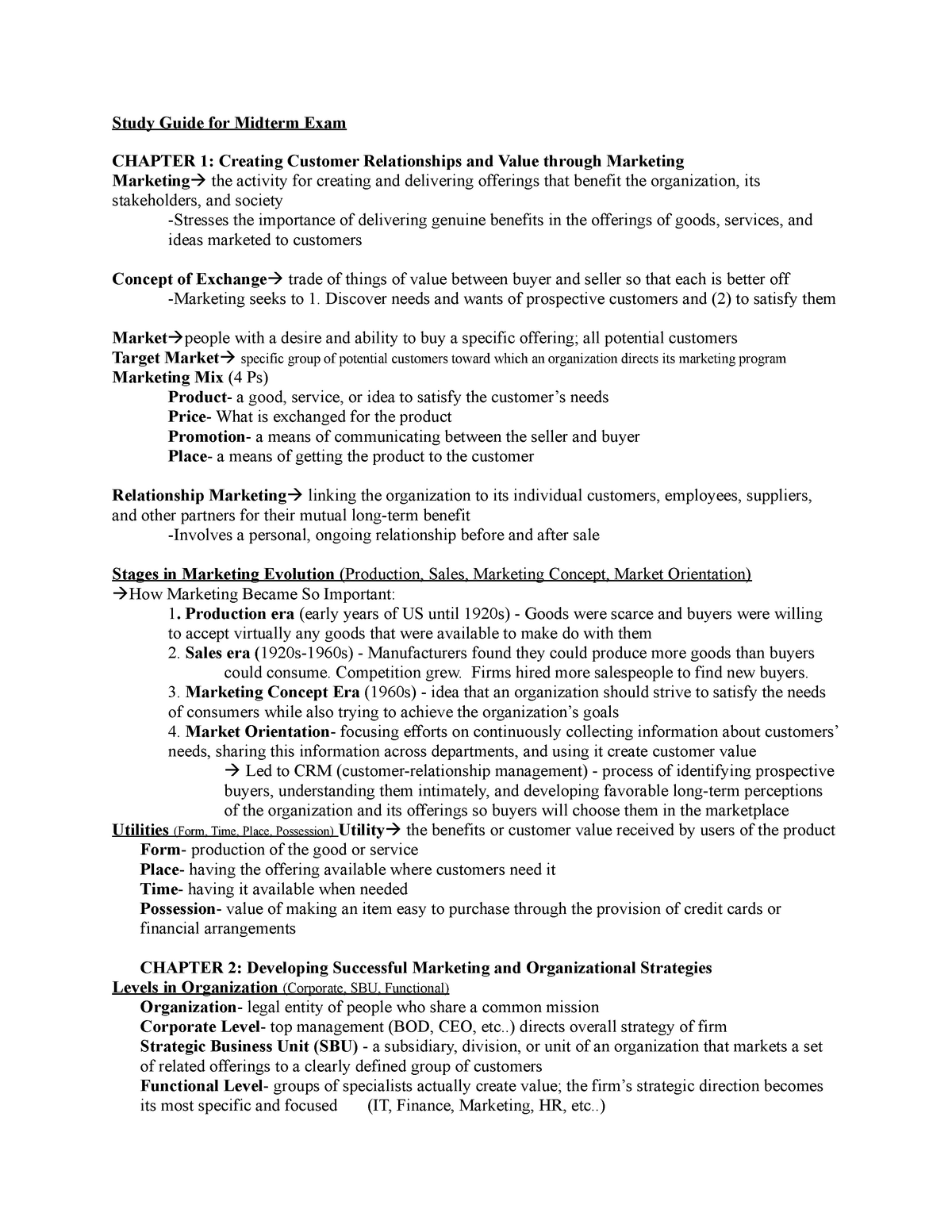 MKT Study guide 2-2 - Summary Principles Of Marketing - Study Guide for ...