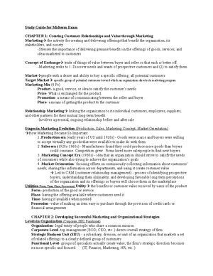 MKT 291 Lecture Notes 1 - MKT 291 Lecture Notes August 24, 29 What is ...