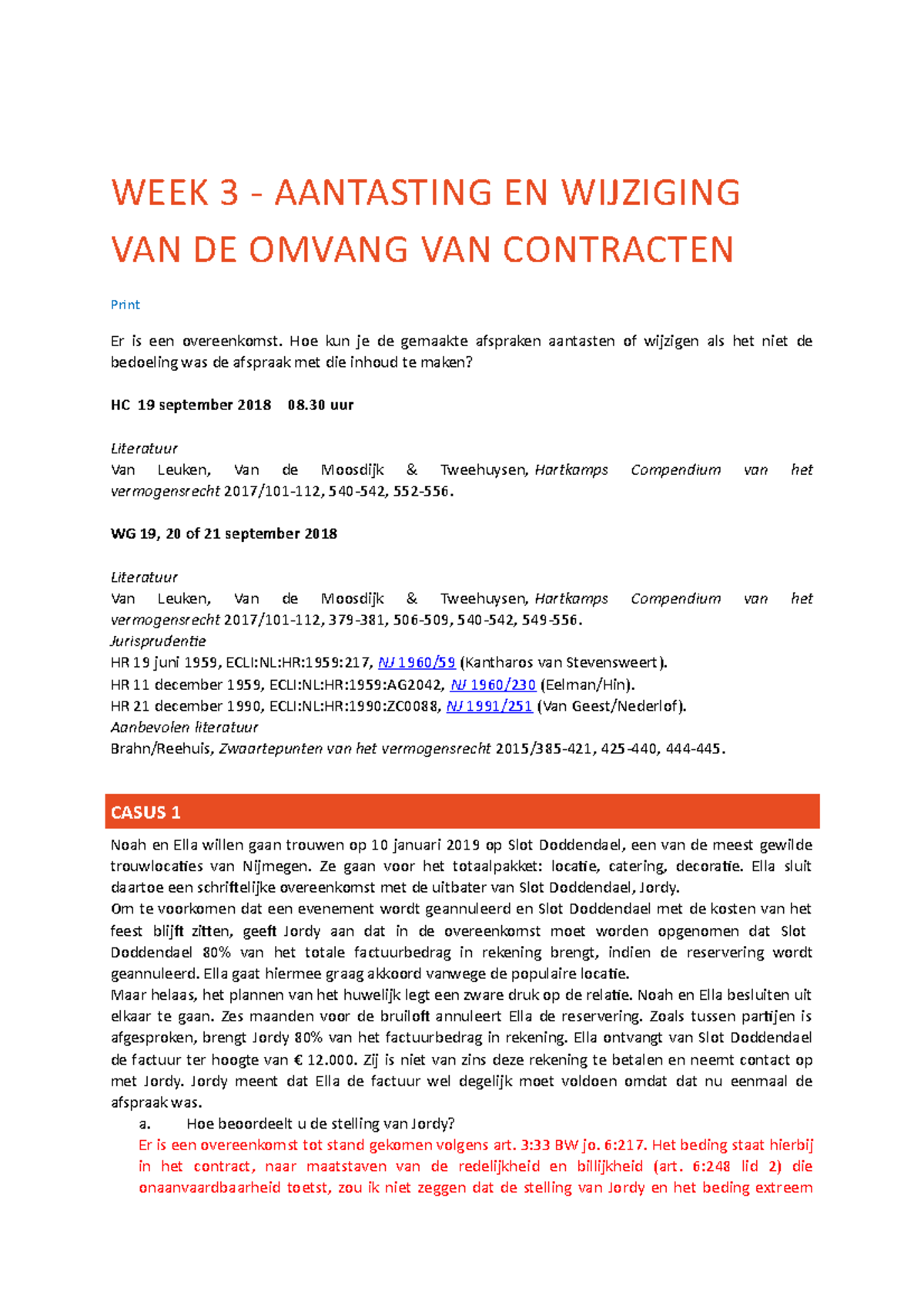 WG 3; Aantasting En Wijziging Van De Omvang Van Contracten - WEEK 3 ...