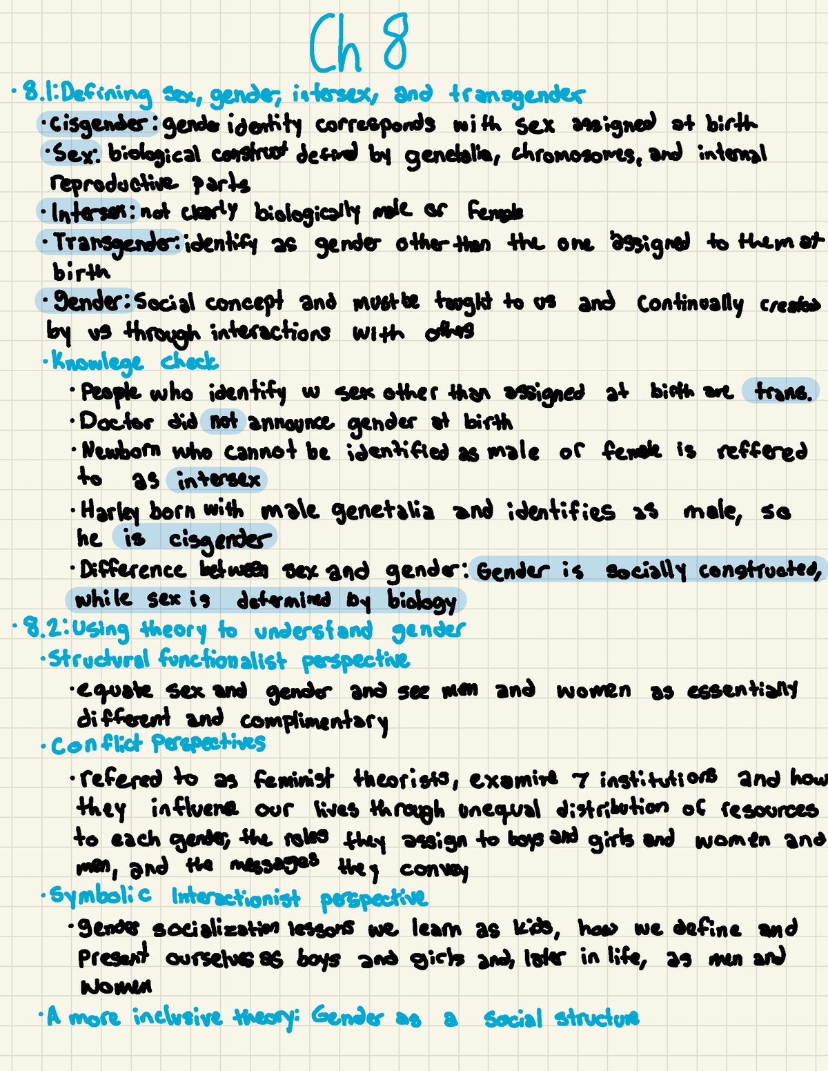 Socy 1001 Ch 8 Detailed Notes On Chapter 8 Constructing Gender Sex And Sexuality Includes 4664