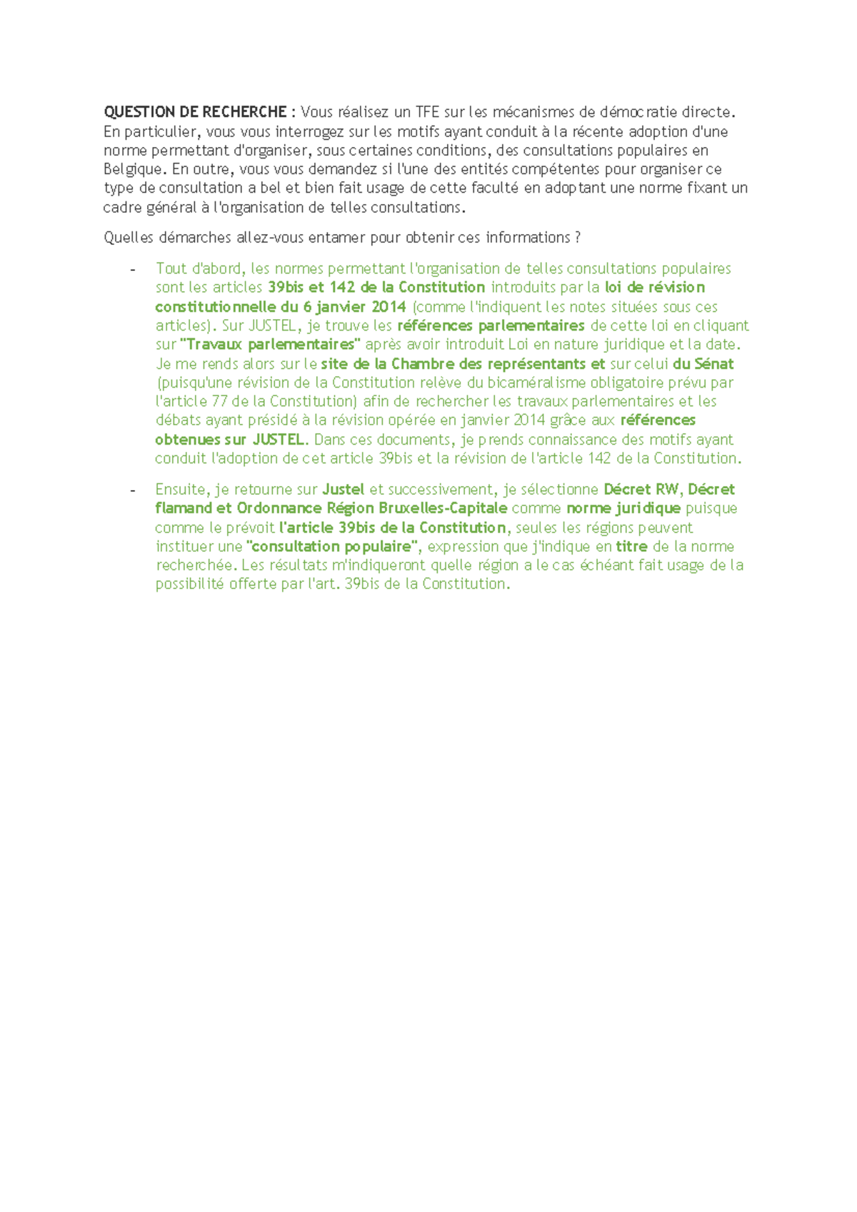 11 - questions reponses - QUESTION DE RECHERCHE : Vous réalisez un TFE ...
