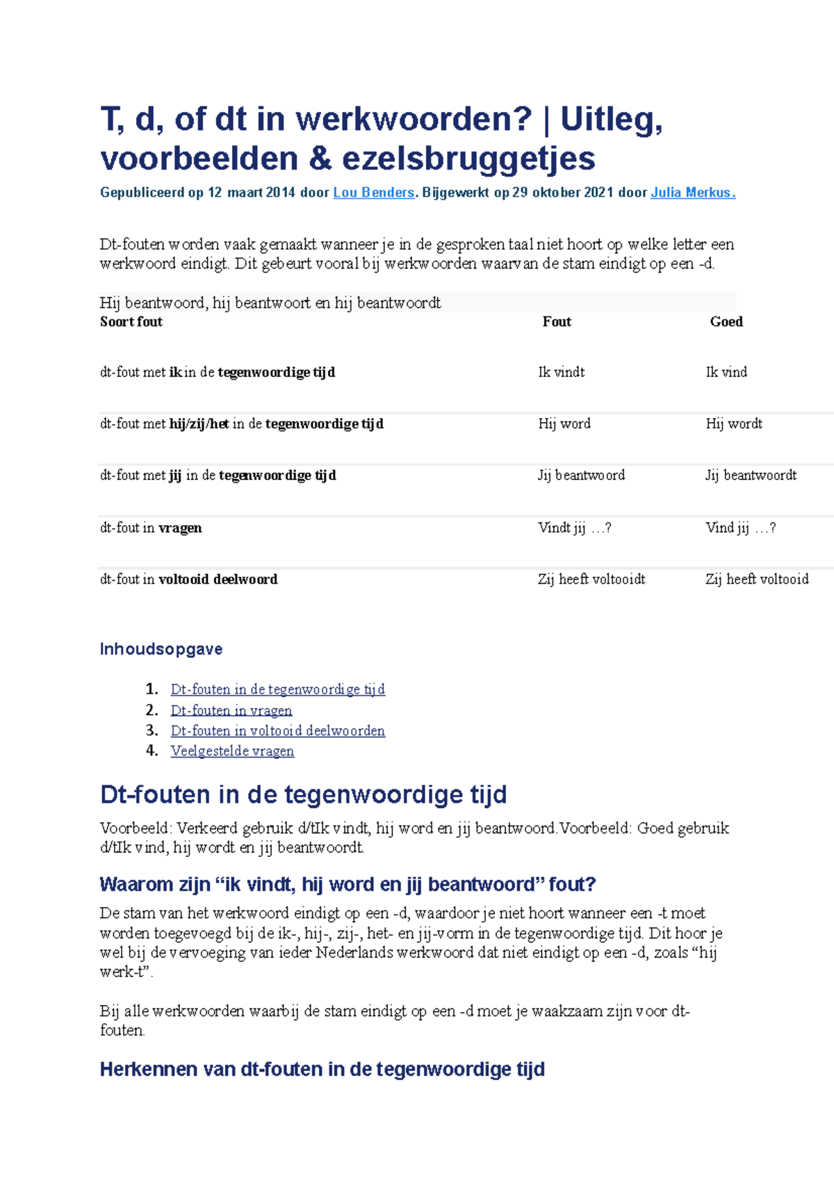 Nederlands dtregels (voor iedereen die een beetje in de war is) T, d