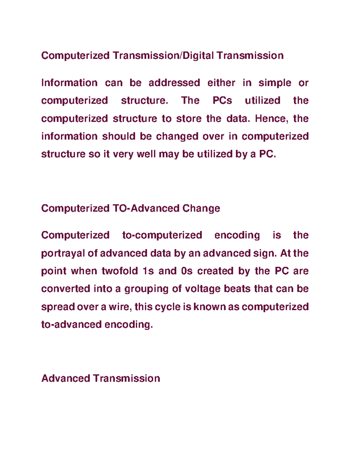 Computerized Transmission Digital Transmission - Computerized ...