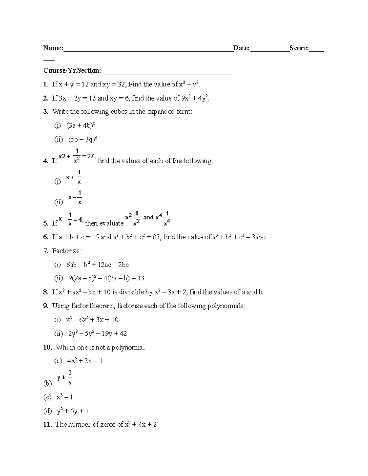 50 Item Test Ramel Itona Bsed Math 3 - - Studocu