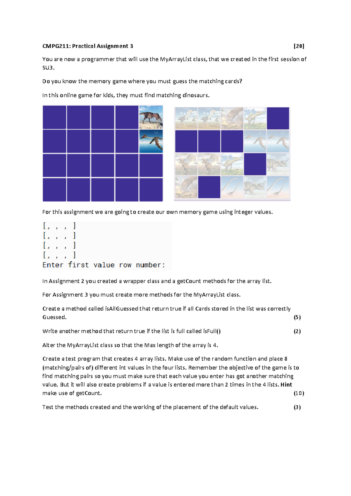 Assignment 3 - Do you know the memory game where you must guess the ...