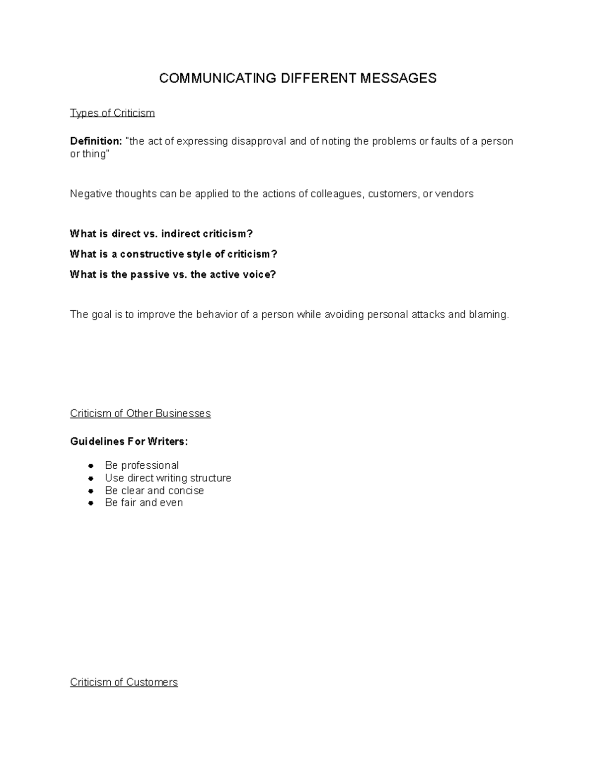 Business Communications Notes #22 - COMMUNICATING DIFFERENT MESSAGES ...