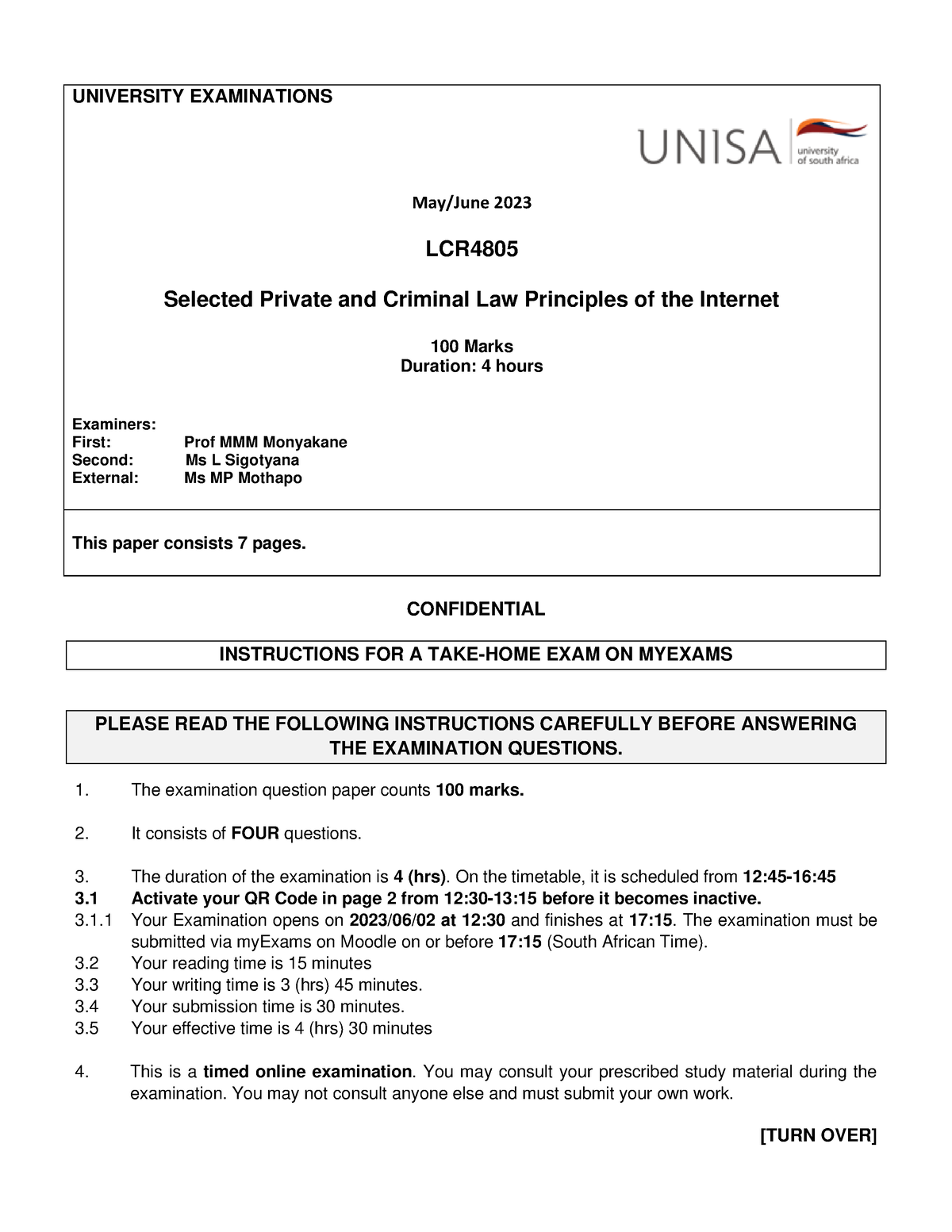 LCR4805 June 2023 - 2023 exam - UNIVERSITY EXAMINATIONS May/June 2023 ...