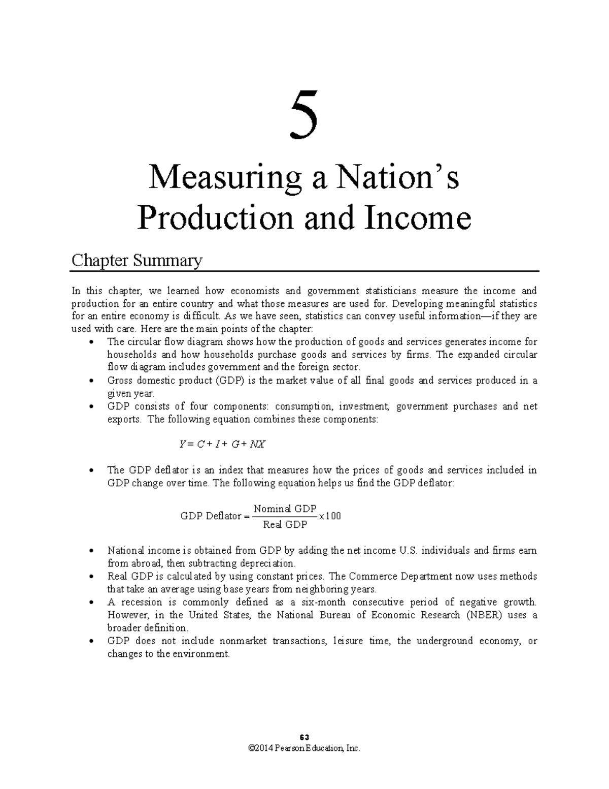 Ch5 study guide - 5 Measuring a Nation’s Production and Income Chapter ...