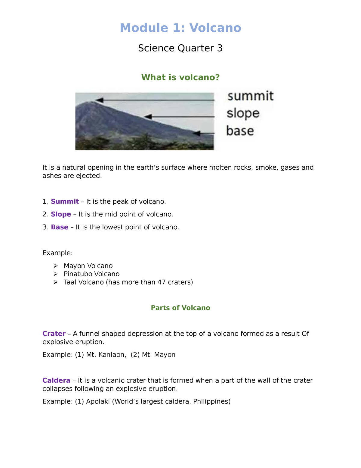 SCI9Q3M1 Volcano - Hshshshhshss - Module 1: Volcano Science Quarter 3 ...