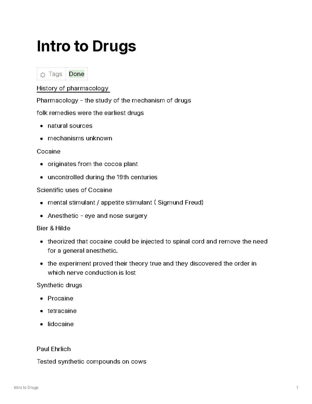 Introduction to Drugs - Intro to Drugs 1 Intro to Drugs Tags Done ...