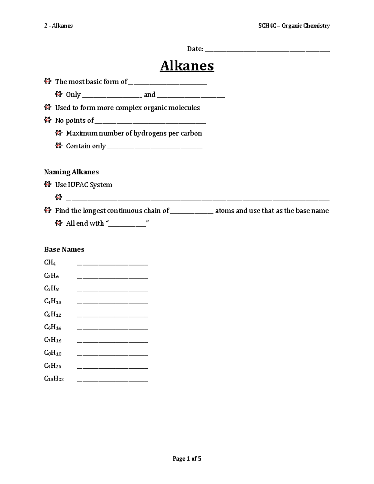 02 - Alkanes - Notes - Date ...