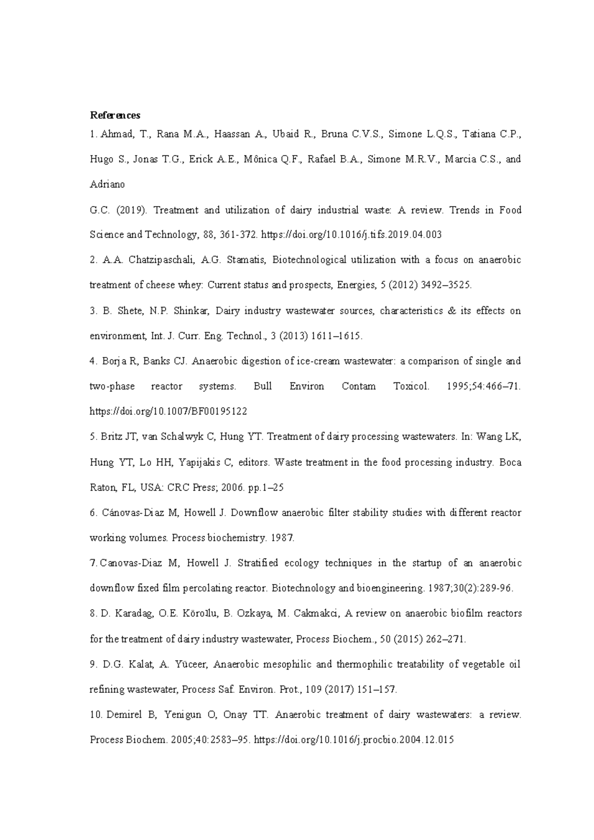 References - Ahmad, T., Rana M., Haassan A., Ubaid R., Bruna C.V ...