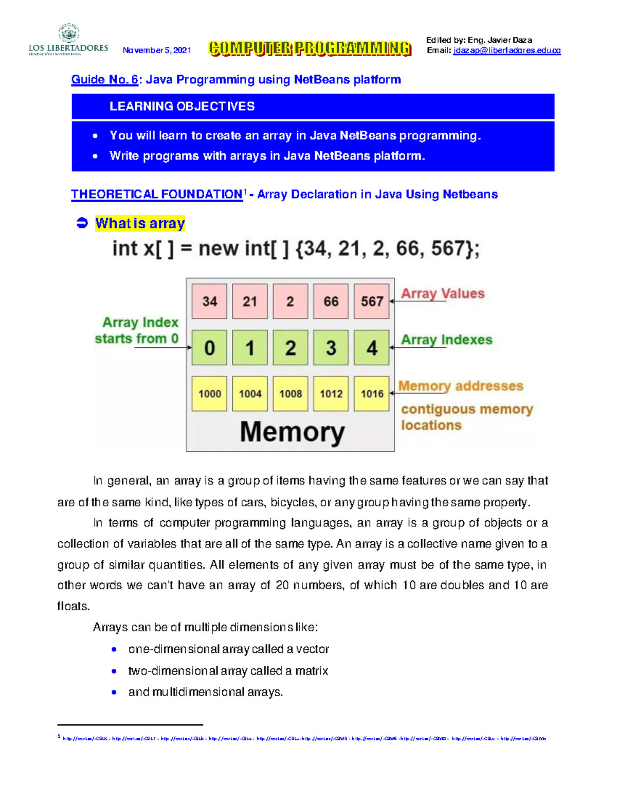 6. Guide 6 Programming Java Netbeans For Arrays 2021-2 - November 5 ...