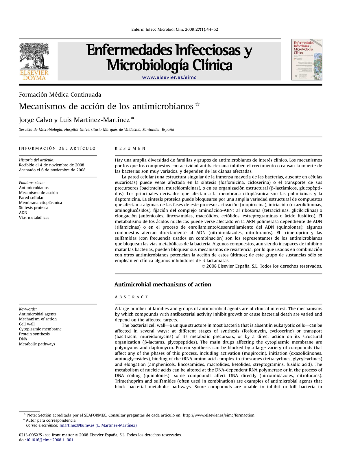 Mecanismos Acción Antimicrobianos - Formacio ́ N Me ́ Dica Continuada ...