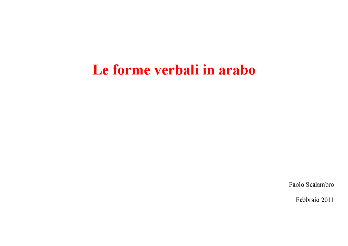 Verbi arabi Arabo verbo aiuto Le forme verbali in arabo Paolo
