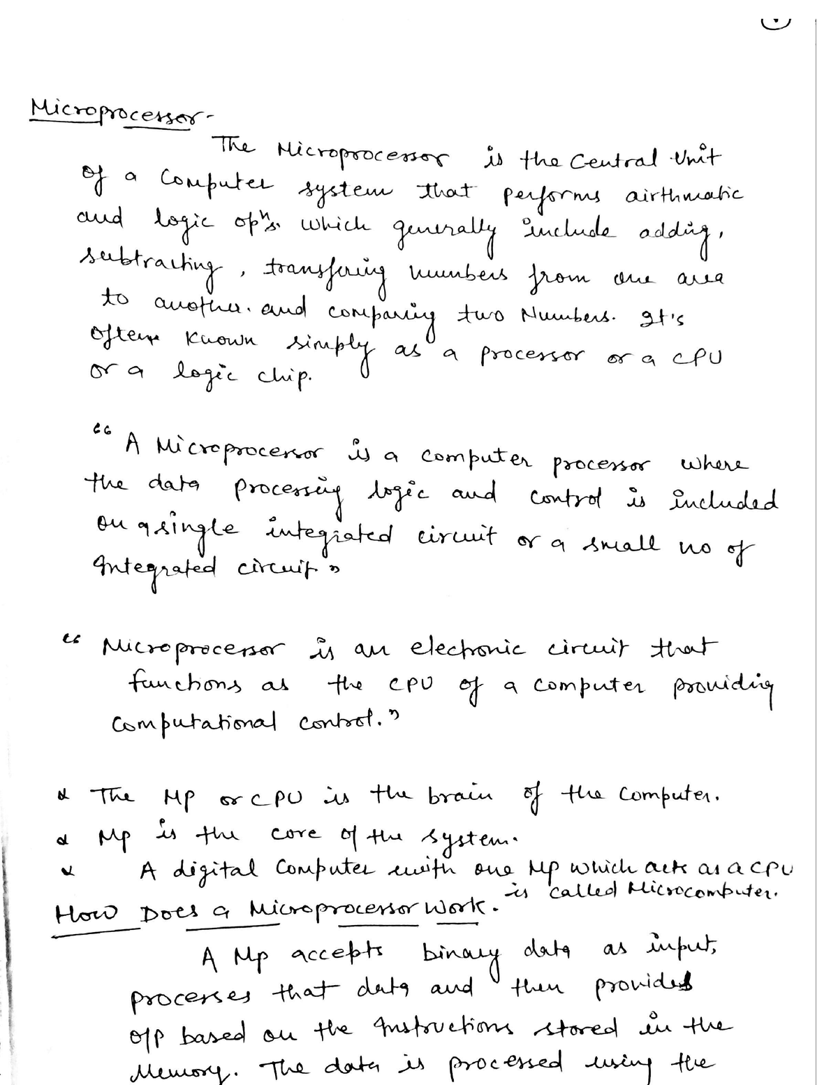 Microprocesor Unit 1 - Microprocessor - B.tech - Studocu