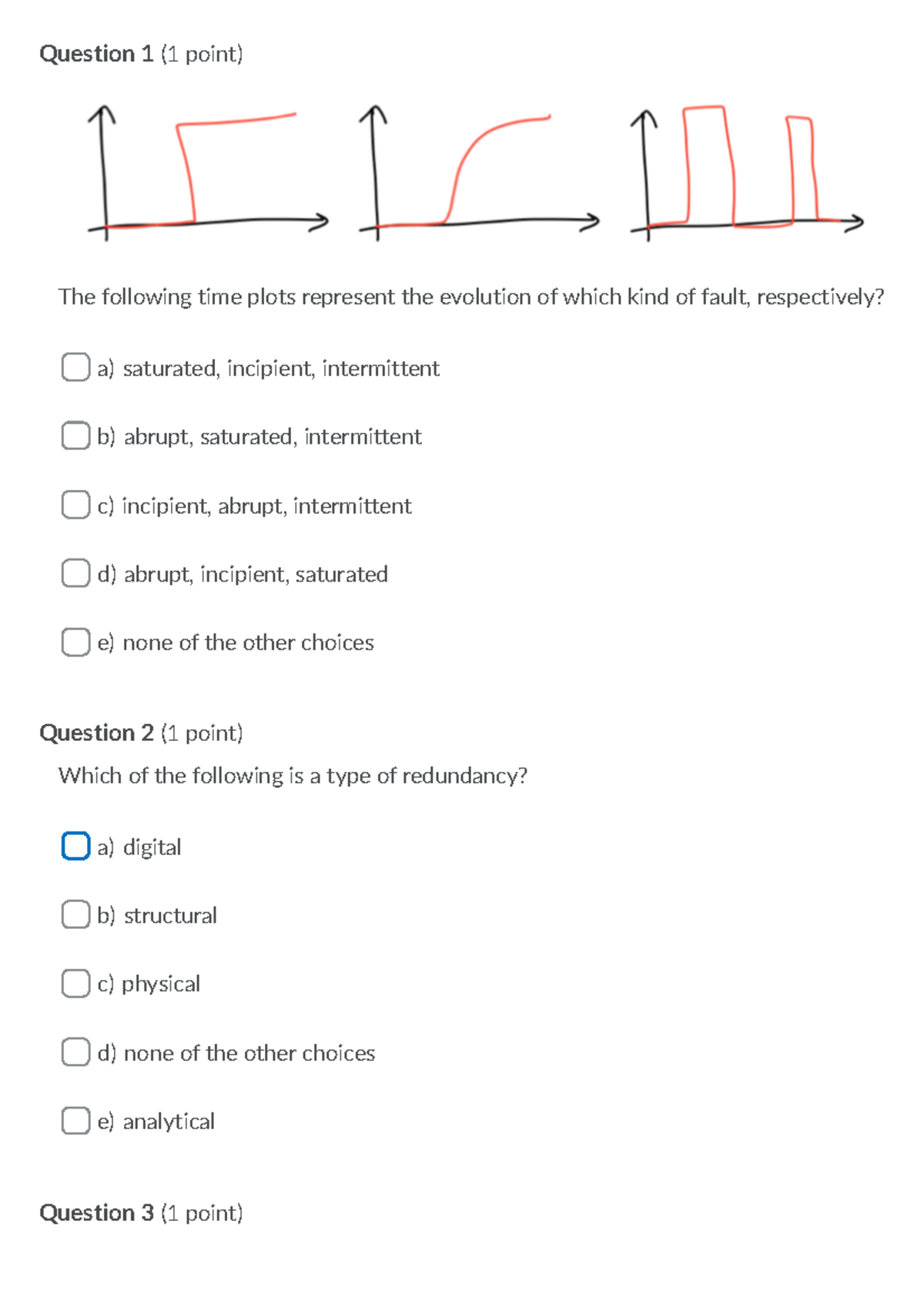 Practical Quiz 1 Question 1 (1 point) Question 2 (1 point) Question 3