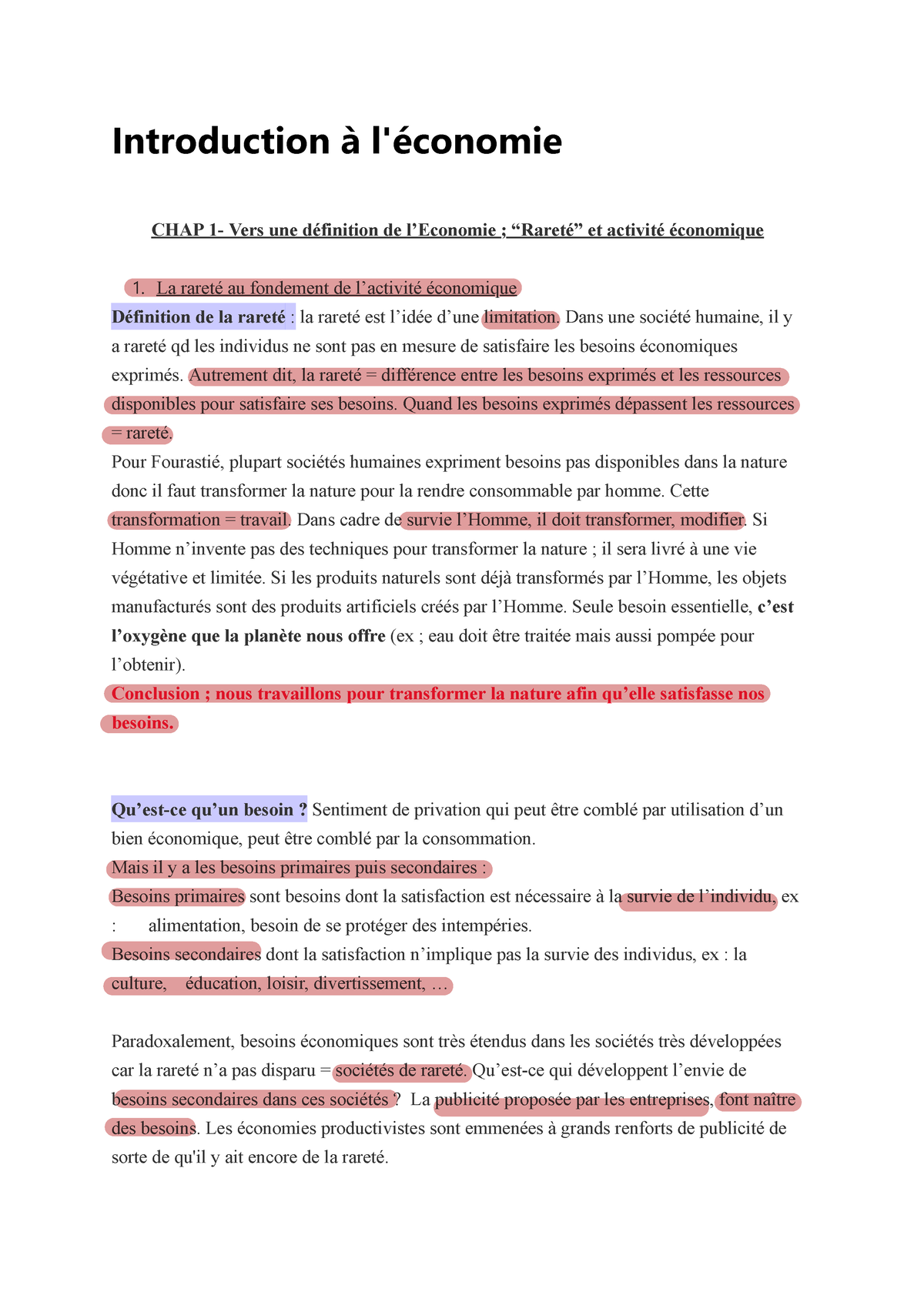 Chapitre 1 Vers Une D Ã©f De L'Ã©conomie ️ - Introduction à L'économie ...