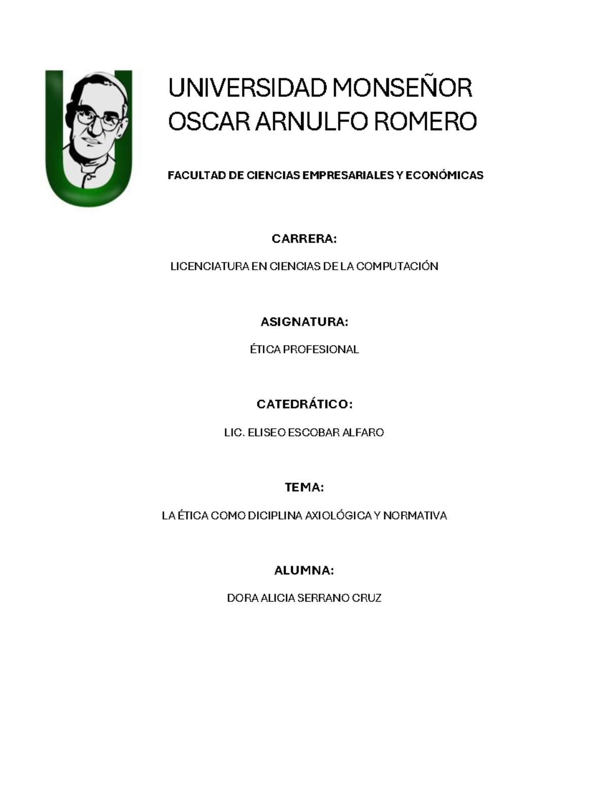 Exp - UNIVERSIDAD MONSEÑOR OSCAR ARNULFO ROMERO FACULTAD DE CIENCIAS ...