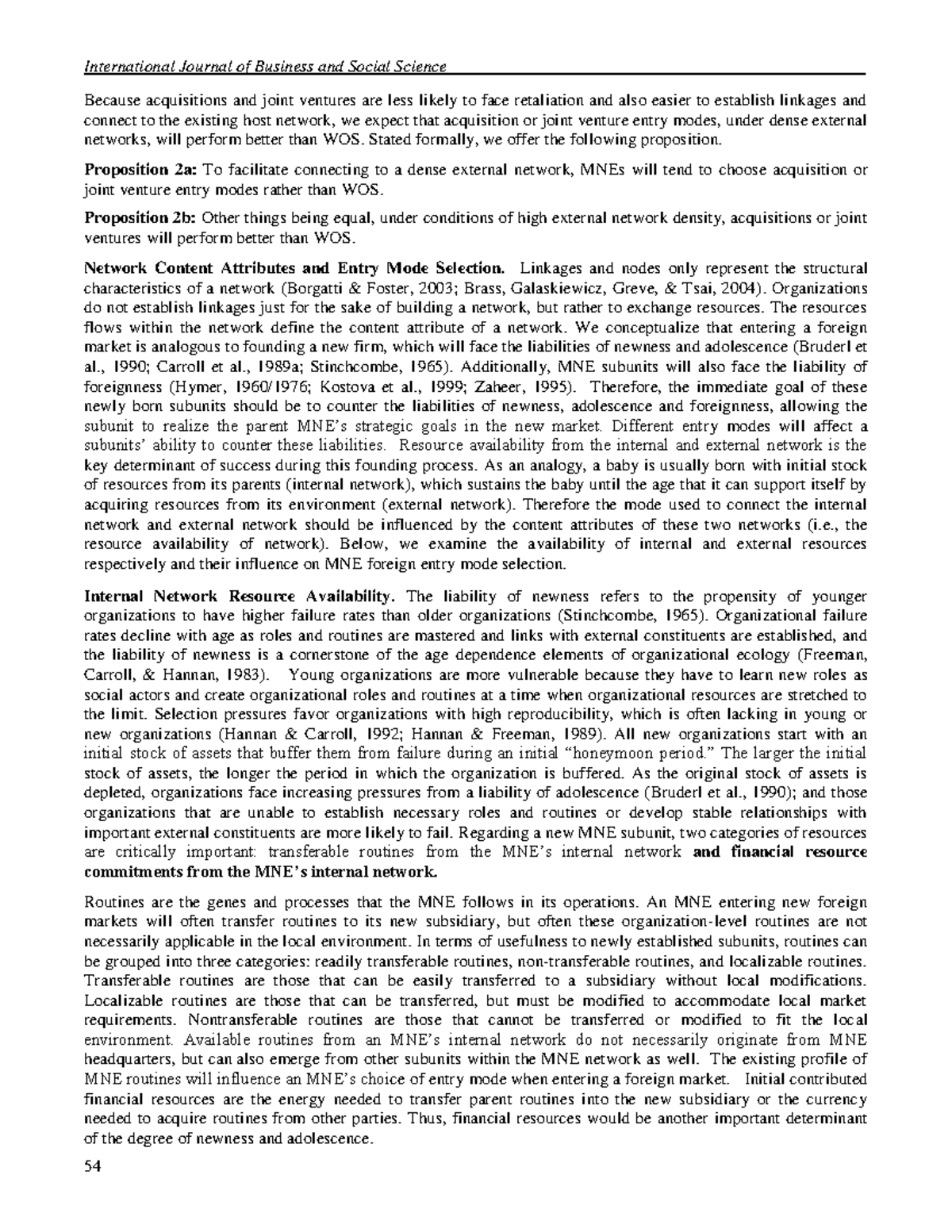 A Network Based Theory Of Foreign Market Entry Mode And PostEntry