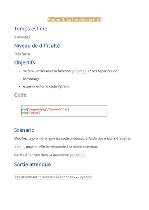 Lab9 ch2 - Python Exercices in French - Atelier 9: Opérateurs et ...
