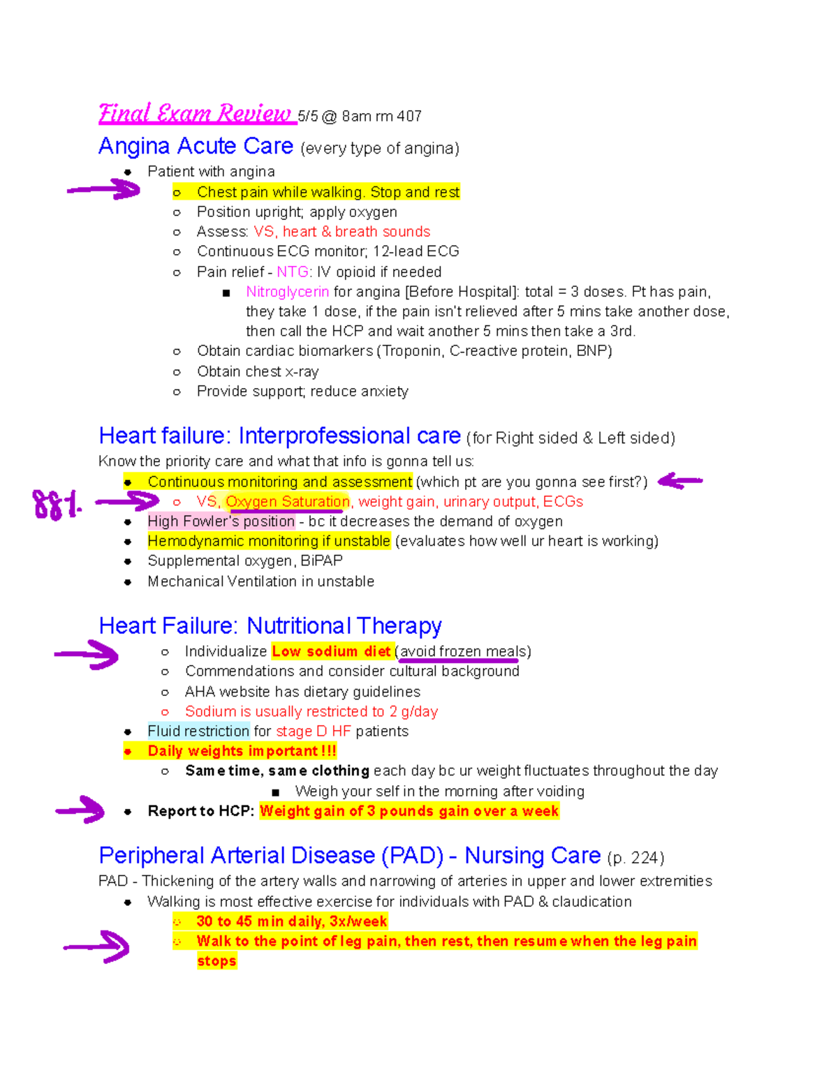 Med Surg II Final Exam Review - Final Exam Review 5/5 @ 8am Rm 407 ...