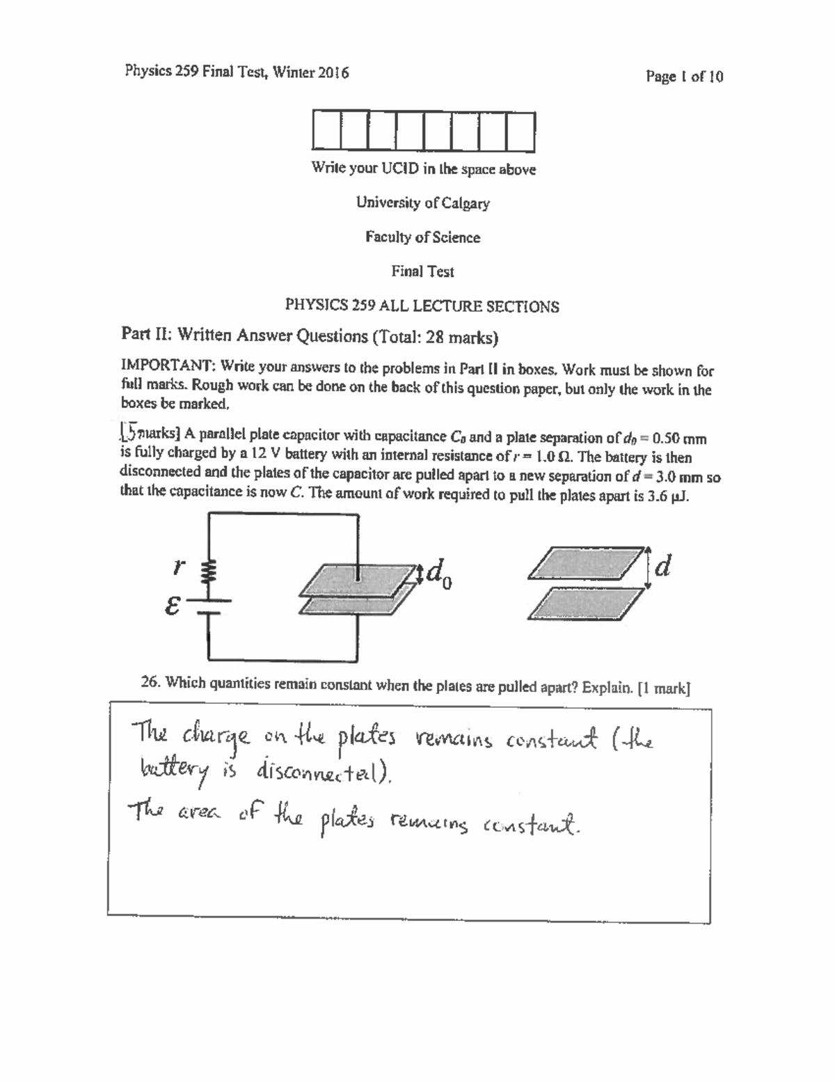 Final 2016 Version 2 Answers - PHYS 259 - Studocu