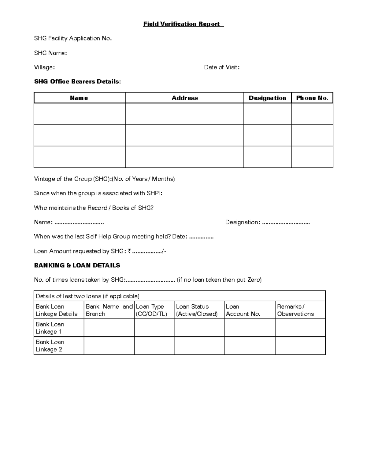 Shgfacilityapplicationbooklet - Field Verification Report SHG Facility ...