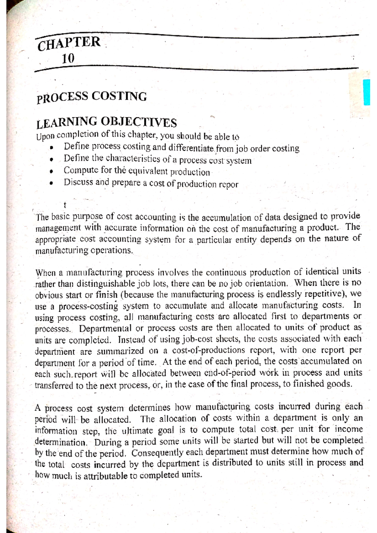 COST Accounting Chapter 10 BS Accountancy Studocu