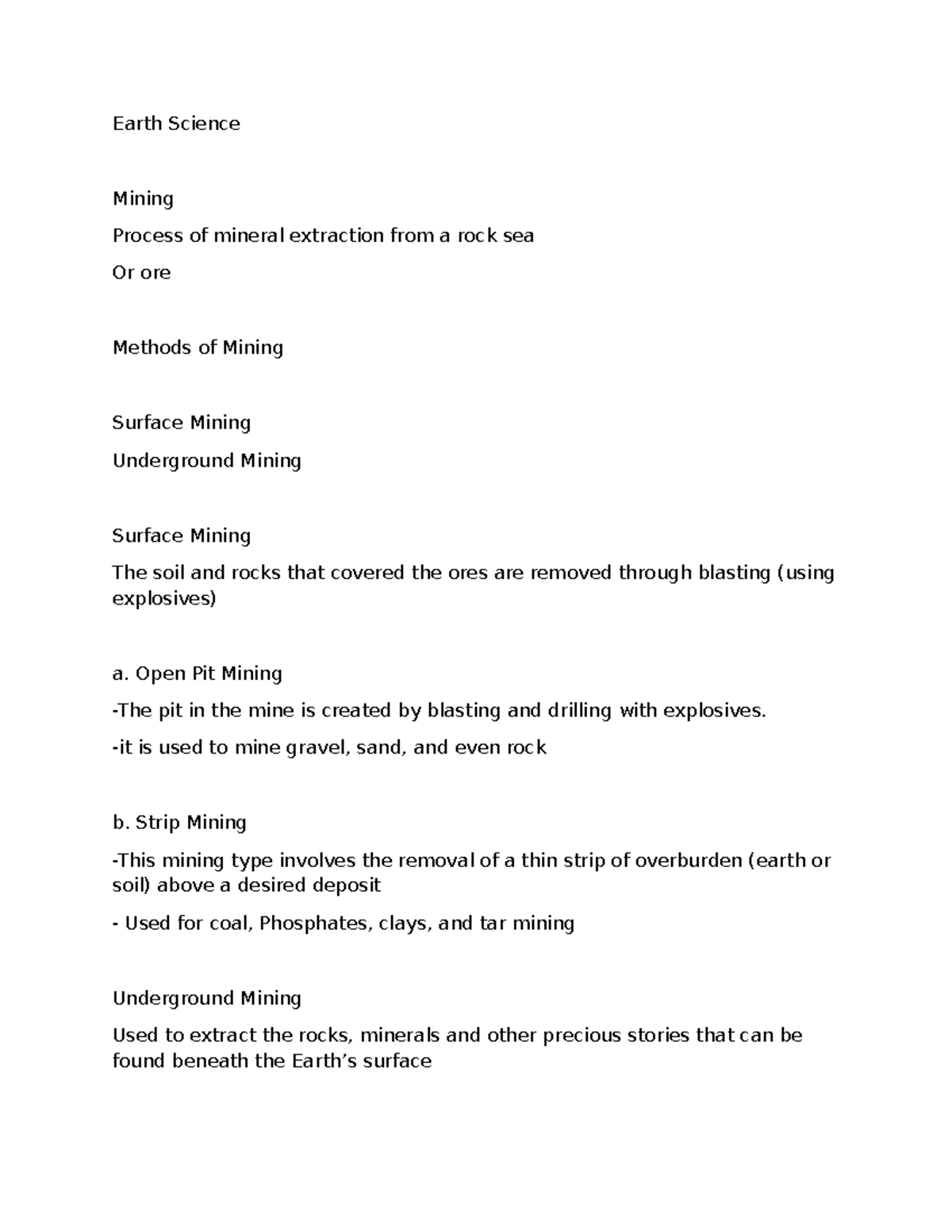 Mining - This is a stem earth science note - Earth Science Mining ...