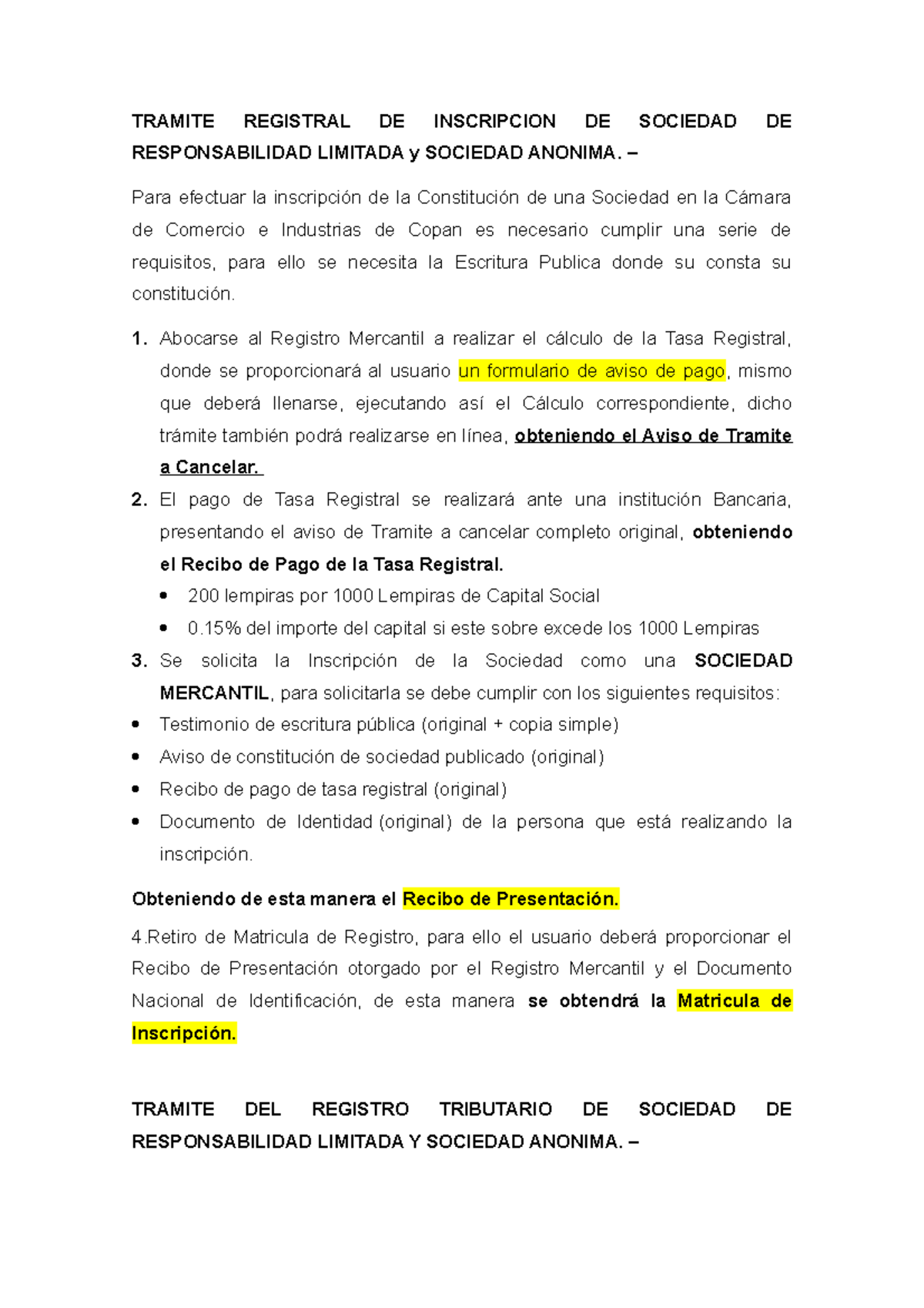 Tramite Registral DE Inscripcion DE Sociedad DE Responsabilidad ...