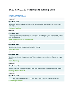 Practical Research 1 (1st QE) - BAED-RSCH2111 Practical Research 1 ...